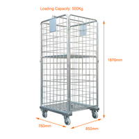 TER L850XD760XH1870mm Chariot de rangement pliable à 4 côtés en métal, cage à roulettes en treillis métallique, équipement de transport TR-85761870-B