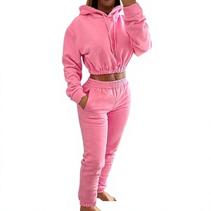 Conjunto Deportivo de 2 Piezas para Mujer, Sudadera Corta con Capucha y Pantalones Jogger, Traje Deportivo Informal, Venta al Por Mayor OEM - Product Image 1