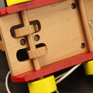 Juguete de arrastre de madera, Coche de arrastre de oso tamborero, Andador para bebés, Juguete educativo de bloques de construcción para niños pequeños, Coche de arrastre de aprendizaje temprano para - Product Image 4