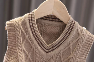 Ensemble de veste décontracté<span class=keywords><strong>e</strong></span> à rayures pour enfants, pull <span class=keywords><strong>en</strong></span> tricot pour bébé, cardigan pour garçon, vêtements trois pièces pour le printemps et l'automne - Product Image 5