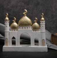 Décoration Ramadan 2026 : Plateau Blanc et Or, Chandelier, Dôme de la Kaaba, Mosquée Islamique, Ornement de Bureau en Résine – Livraison Directe