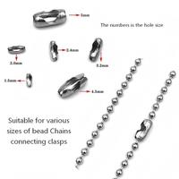 Connecteur de fermoir à chaîne à billes en acier inoxydable Tongtong AC1-183, taille mm, boucle de ceinture pour collier, bracelet, composant de bijoux