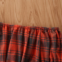 Ensembles de vêtements d'été pour filles 2020 sur mesure : Hauts à carreaux épaules dénudées + Pantalons à bretelles en jean – Polyester/Coton