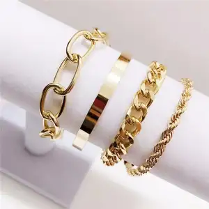 Ensemble de bracelets en métal 4 pièces/ensemble personnalisé à la mode Bijoux de luxe Bracelet en or pour femmes