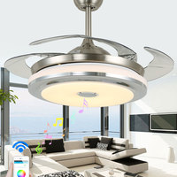 Ventilateur de plafond LED moderne pour salon avec moteur DC vérifié, pales invisibles, 6 vitesses et intensité réglable