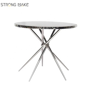 Muebles de sala modernos cromo oro de base de acero inoxidable tapa de vidrio templado MESA DE CAFÉ ESPECIAL - Product Image 3