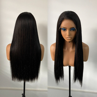 Perruque Lace Front HD Pré-Plucked avec Fermeture en Dentelle Transparente, Cheveux Vierges Vietnamiens, Sans Colle, Double Drawn, Longues Perruques en Gros