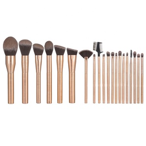 YRX Private Label <b>Custom</b> Beauty Tools Gold Face & Eye Makeup Brush Set 20pcs Cruelty-free Synthetic Hair Metal Handle - Product Image 4