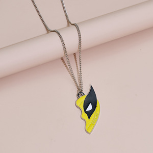 <b>Marvel</b> Deadpool Wolverine Heart Pendant <b>Necklace</b> Zinc Alloy Unisex Gift Set Best Friends Trendy Fashion Jewelry - Product Image 2