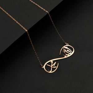 Rose <span class=keywords><strong>Gold</strong></span> allah và Mohammed Vòng cổ vô cực Mặt dây chuyền vòng cổ cao đánh bóng thép không gỉ không thấm nước Tôn Giáo Quà Tặng - Product Image 5