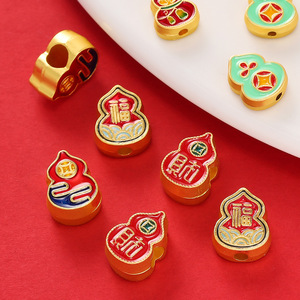 Chinese Style Gold Plated Alloy <b>Spacer</b> Beads Red Gourd Shape DIY Jewelry Accessories Small Size - Product Image 1