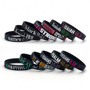 Pulsera de Silicona Elástica Cristiana Personalizable para Hombres y Mujeres, Pulsera Promocional con Escrituras Bíblicas - Product Image 2