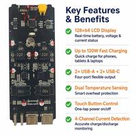 Module de batterie externe personnalisé, carte de circuit imprimé PCBA, contrôleur avec charge rapide PD 2C 2A 4 ports 60W 100W QC USB C, écran LCD