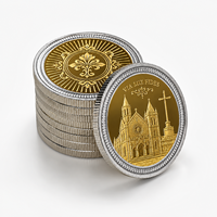 Médaille commémorative personnalisée en alliage de zinc 3D, or et argent, croix religieuse catholique, pièce de défi, souvenir, cadeau