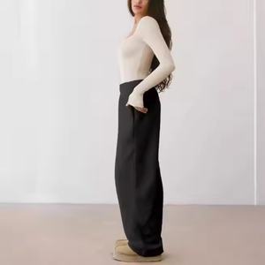 Blusa al por Mayor para Mujer, Tops con Logotipo Personalizado, Cuello Cuadrado, Blusa de Algodón Elástico de Manga Larga, Top Corto - Product Image 4