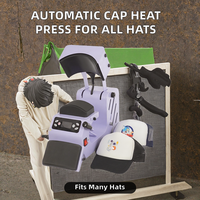 Presse à chaud automatique pour casquettes avec deux tapis 110V/220V, plateau de 9,5 cm x 16 cm, convient à diverses casquettes, logo personnalisé, motif, presse à chaud
