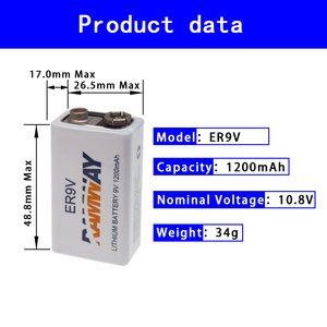 סוללת ליתיום-יון אר 9v 1200 סוללה שאינה נטענת ראשית לתעינת עשן אזעקת עשן - Product Image 4