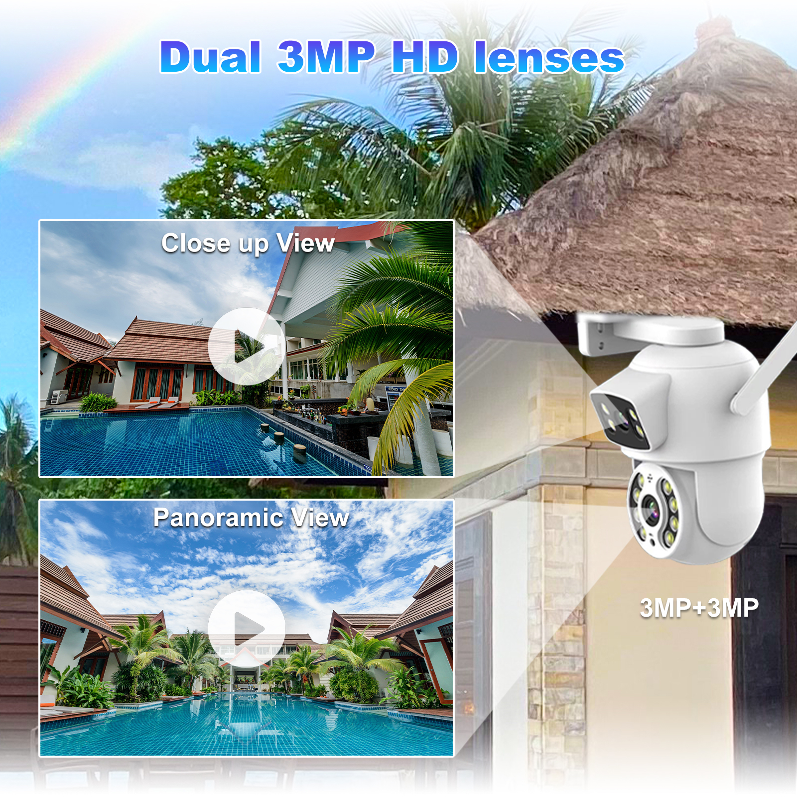 Outdoor Dual Lens Security Camera PTZ Cloud Storage Two Way Audio WiFi Camera Waterproof CCTV Camera · image 3