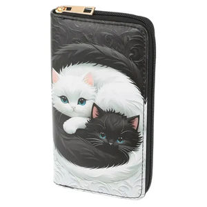 Customized PU leather long girl wallet popular kitten <b>coin</b> <b>purse</b> cartoon zipper opening and closing - Product Image 6