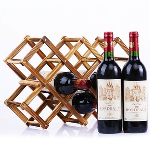 Porte-vin rectangulaire pliable en bois massif de pin, style moderne et minimaliste, pour plusieurs bouteilles, idéal pour les fêtes, design épuré - Product Image 1