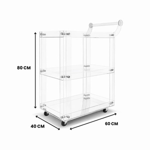 <span class=keywords><strong>Carrello</strong></span> Bar Moderno in Acrilico con 4 Ruote Bloccabili, <span class=keywords><strong>Carrello</strong></span> di Servizio Trasparente con Portabottiglie e Portabicchieri per Hotel e Cucina - Product Image 5