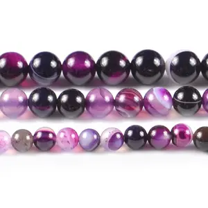 JC 6mm Dyed Purple Striped Agate Gemst Beads For Jewelry Making
