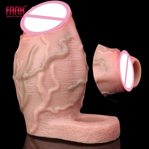 FAAK Funda de silicona realista de gran circunferencia para pene, con anillo antideslizante, para agrandamiento del pene y retraso de la eyaculación - Product Image 4