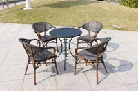 Table basse ronde en acier métallique noir avec revêtement en poudre moderne pour la salle à manger en plein air, meubles de jardin durables