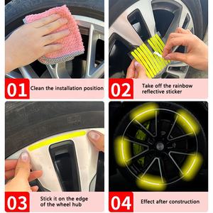 20 autocollants réfléchissants brillants pour jantes de voiture, bandes décoratives pour auto, autocollants de sécurité nocturne pour voiture et moto - Product Image 6