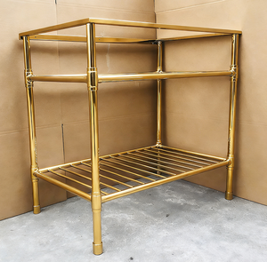 Meuble sous-vasque <span class=keywords><strong>en</strong></span> laiton satiné doré mat, style classique de luxe, structure <span class=keywords><strong>en</strong></span> métal, dessus de table <span class=keywords><strong>en</strong></span> pierre - Product Image 3