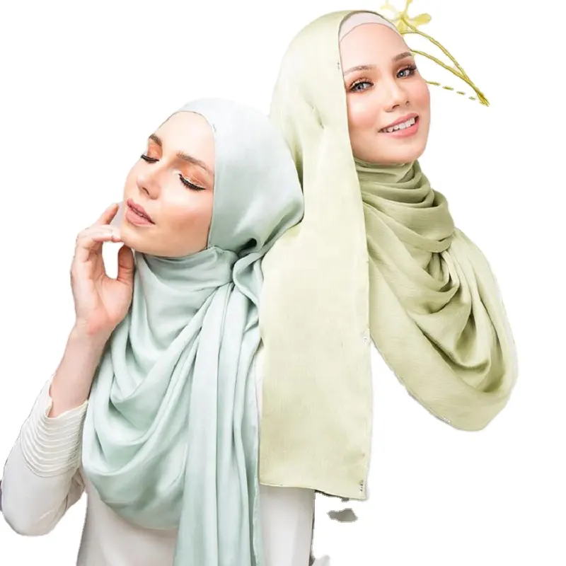 Wanyi Hijab Sjaal Fabriek Levering Lente Herfst Hot Selling Malaysia Stijl Crinkle Satijn Hijab