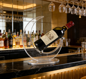 Exhibidor de Vino Acrílico en Forma de Luna Personalizado, Diseño Moderno, Lujoso y Elegante, Adecuado para Hoteles, Restaurantes, Bodegas - Product Image 1