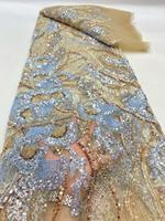 Tissu de dentelle africaine fait main pour mariée avec perles