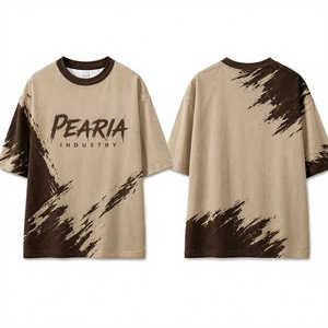 Ensemble de t-shirts pour hommes à effet teinté, manches courtes, col rond, imprimé, décontracté, streetwear, vêtements d'été - Product Image 3