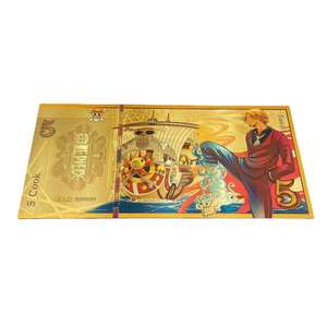 Новая дизайнерская золотая пластиковая банкнота в стиле японского аниме с персонажем Луффи, золотая банкнота с эффектом золотого листа, воспоминание о детстве - Product Image 6
