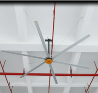 Ventilateur de plafond industriel HVLS de 12 pieds (144 pouces) à vitesses variables, moteur PMSM réversible, 220V, argent