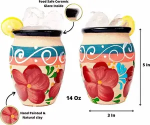 Taza de cerámica hecha a mano tradicional mexicana, arcilla roja, auténtico tarro de cerámica grande - Product Image 1