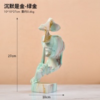 Statues en résine dorée Silence, figurines d'art, artisanat, décoration pour la maison, le salon, ornements