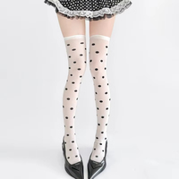 Chaussettes blanches pour filles à motif à pois, style JK japonais, au-dessus du genou, anti-embolie, en dentelle tricotée, pour un look mignon et doux
