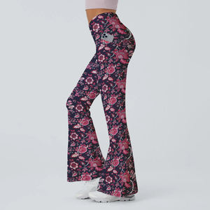 Pantalones acampanados de cintura alta personalizados con estampado digital de acuarela para mujer - Product Image 5