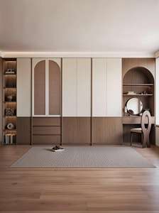 Système d'armoire complet avec portes coulissantes et panneaux muraux assortis de la même couleur, armoire moderne - Product Image 2