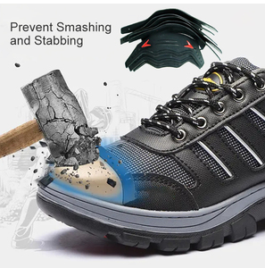 Embout en acier noir pour la sécurité des chaussures avec sangle arrière en caoutchouc Semelle antidérapante Hommes et femmes - Product Image 5