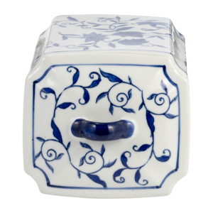 Vaso in ceramica con coperchio, design floreale blu, per decorazioni domestiche, complemento d'arredo moderno - Product Image 6