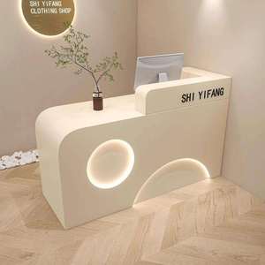 مكتب صالون مانيكير حديث باللون الوردي ، مكتب استقبال أمامي من الخشب بتصميم مكتب أمامي بسيط - Product Image 1