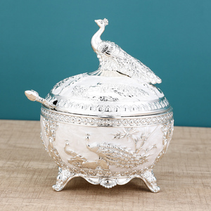 <span class=keywords><strong>Set</strong></span> di Barattoli per Zucchero in Vetro e Metallo Stile Pavone Vintage di Lusso Europeo per Tè, Caffè e Spezie con Cucchiaio - Product Image 6