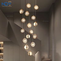 Lustre suspendu en forme de boule de cristal créatif post-moderne pour chambre à coucher, hôtel, escalier, lampe à LED suspendue