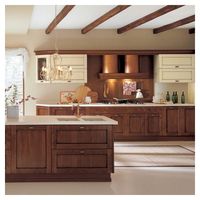Ensemble complet d'armoires de cuisine modernes abordables Prima, armoire de rangement pour la maison, bois foncé massif, finition brillante, armoire de cuisine sur mesure
