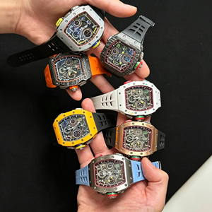 Luxury 65-01 Carbon Fiber Titanium Case 18K Rose Gold Men’s Racing Style Chronograph Watch with Rubber Strap Factory Wholesale - Product Image 2