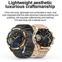 Montre connectée HK98 à écran tactile rond haute résolution, prise en charge NFC, rappels, contrôle gestuel, boussole, bracelet en métal, écran AMOLED