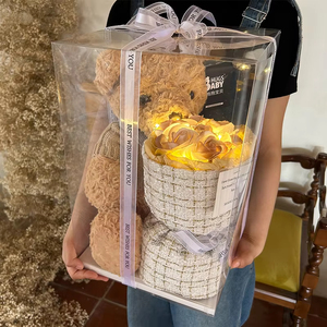 Quà tặng Ngày Valentine Hoa hồng nhân tạo thủ công chân thực Hoa bất tử Gấu bông bó hoa Quà tặng lễ Phục sinh Halloween Tiệc cưới - Product Image 1